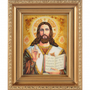 Икона янтарная "Иисус Христос с Евангелием" (в 3-х размерах), фотография 0. Интернет-магазин ЛАВКА ПОДАРКОВ